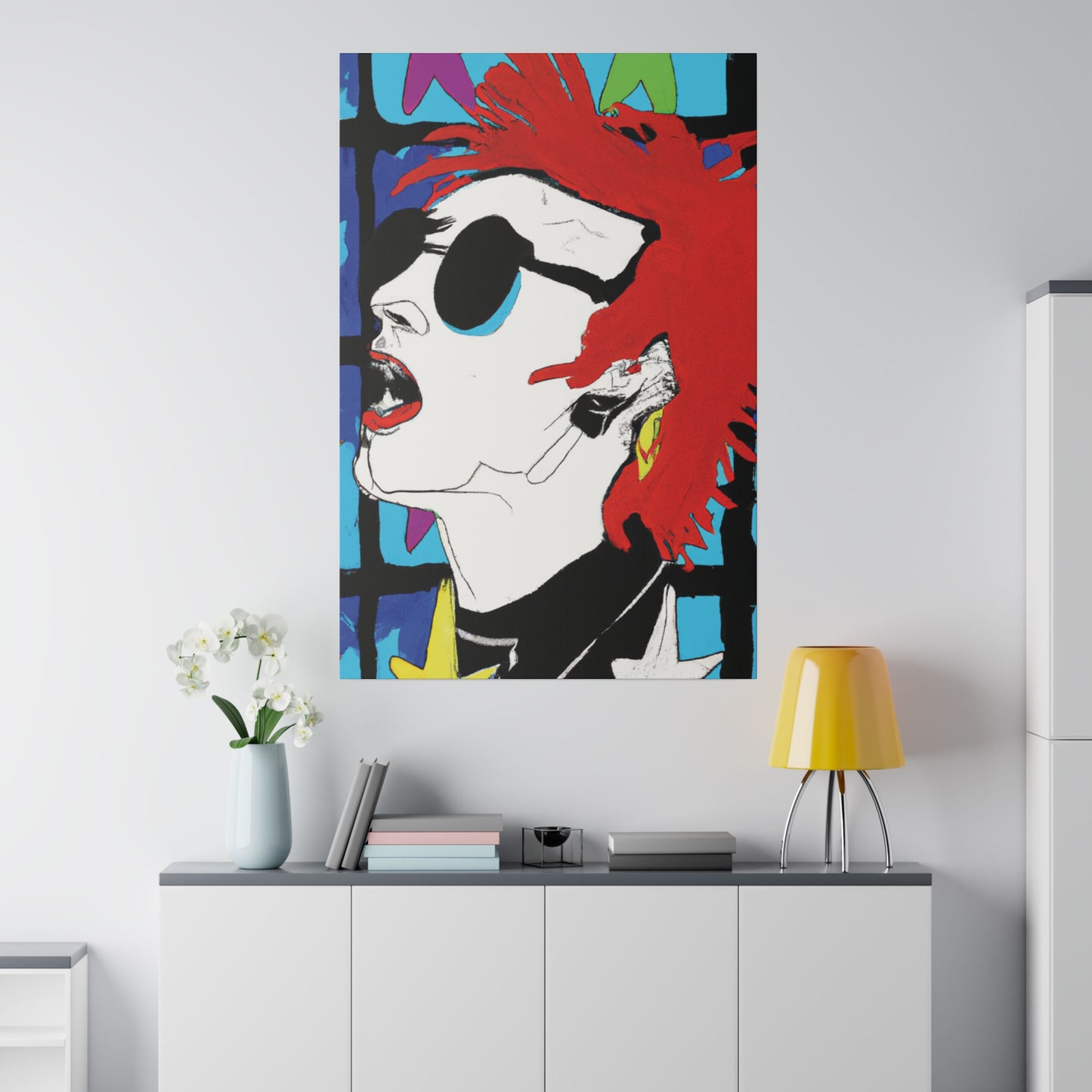 8537B - Rockstar Painting Print | Face | Abstract | Poster | Home Decor | Wall Art | Music Art | Canvas