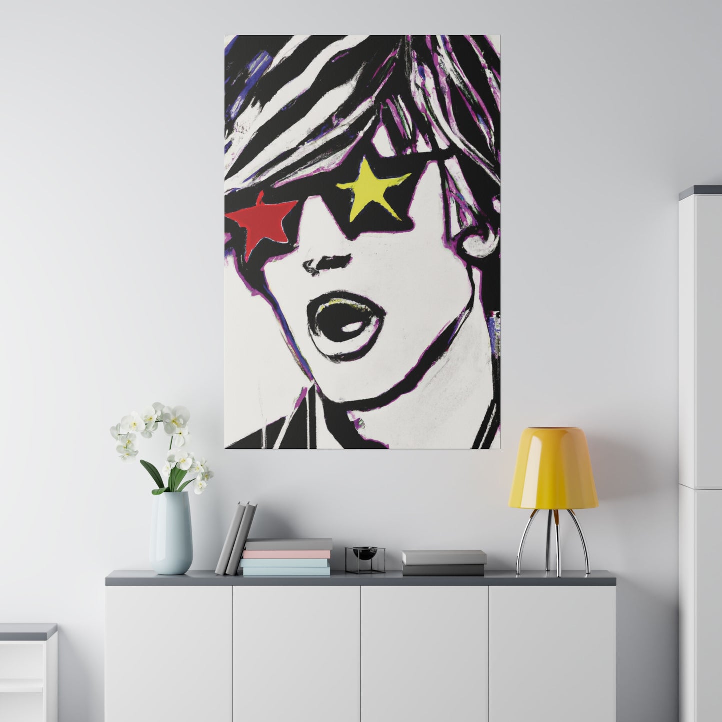 4532A - Rockstar Painting Print | Face | Abstract | Poster | Home Decor | Wall Art | Music Art | Canvas