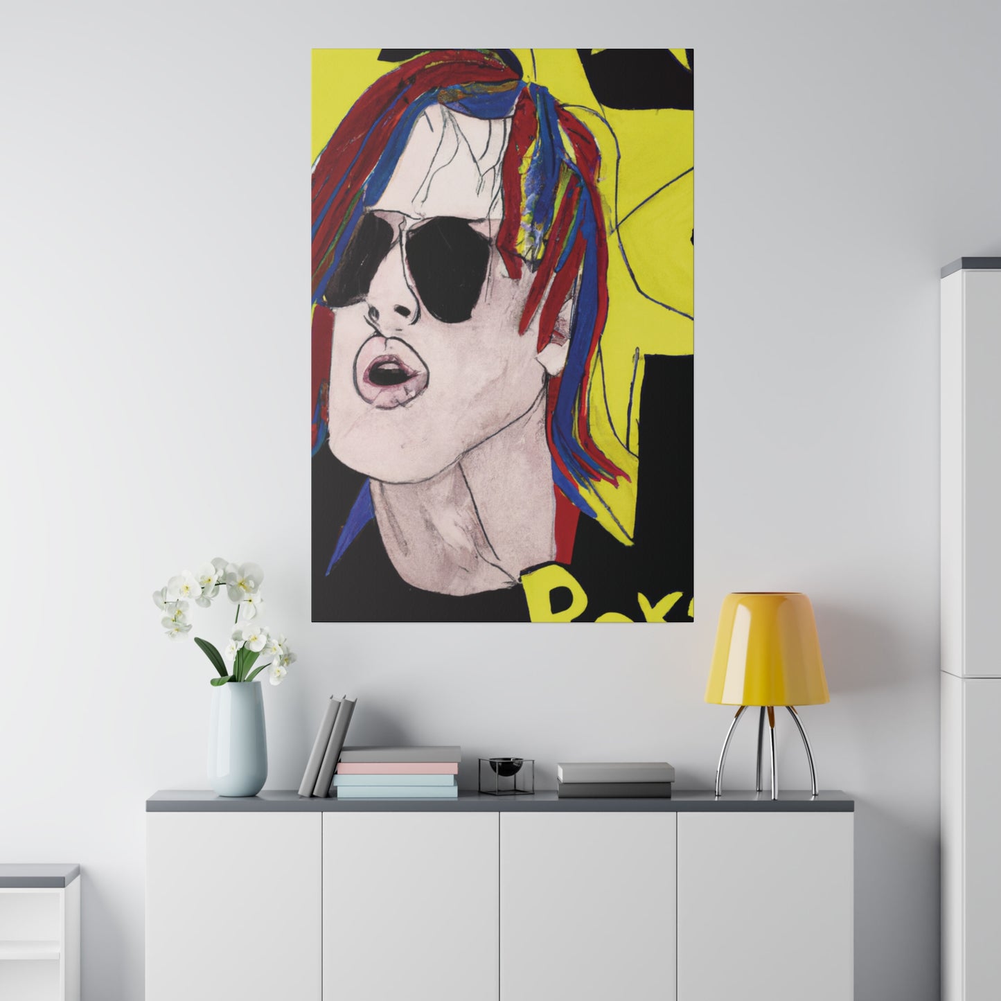 5296W - Rockstar Painting Print | Face | Abstract | Poster | Home Decor | Wall Art | Music Art | Canvas