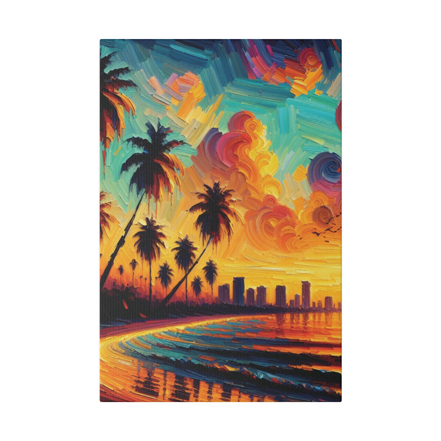 3726Z - miami beach art, sunset background, ocean art work, beach art work, sunset designs, miami beach painting, miami beach print