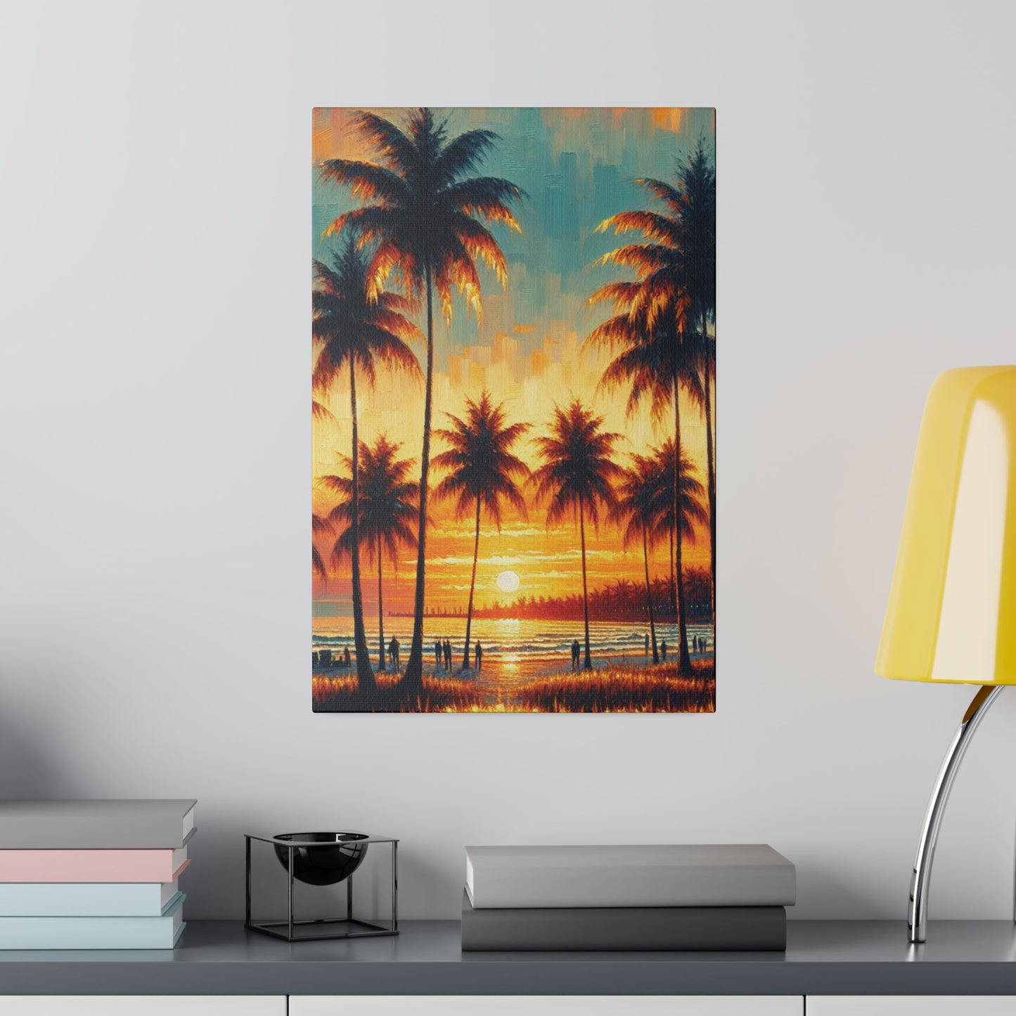 2753B - miami beach art, sunset background, ocean art work, beach art work, sunset designs, miami beach painting, miami beach print