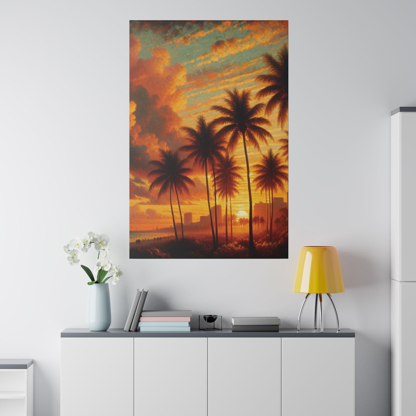 3658R - miami beach art, sunset background, ocean art work, beach art work, sunset designs, miami beach painting, miami beach print