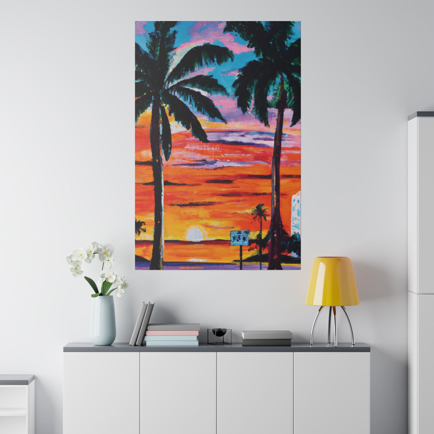 7358V - Miami Beach Sunset Painting Print | Miami | Beach | Sunset | Poster | Home Decor | Wall Art | Canvas