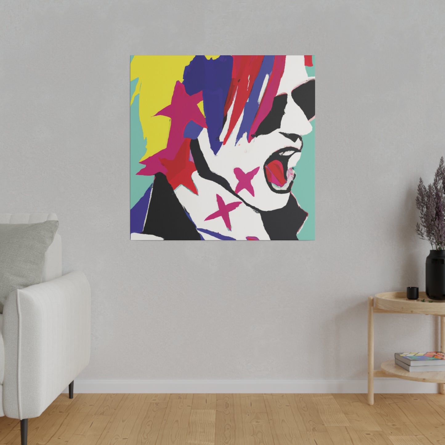 2548K - Rockstar Painting Print | Face | Abstract | Poster | Home Decor | Wall Art | Music Art | Canvas