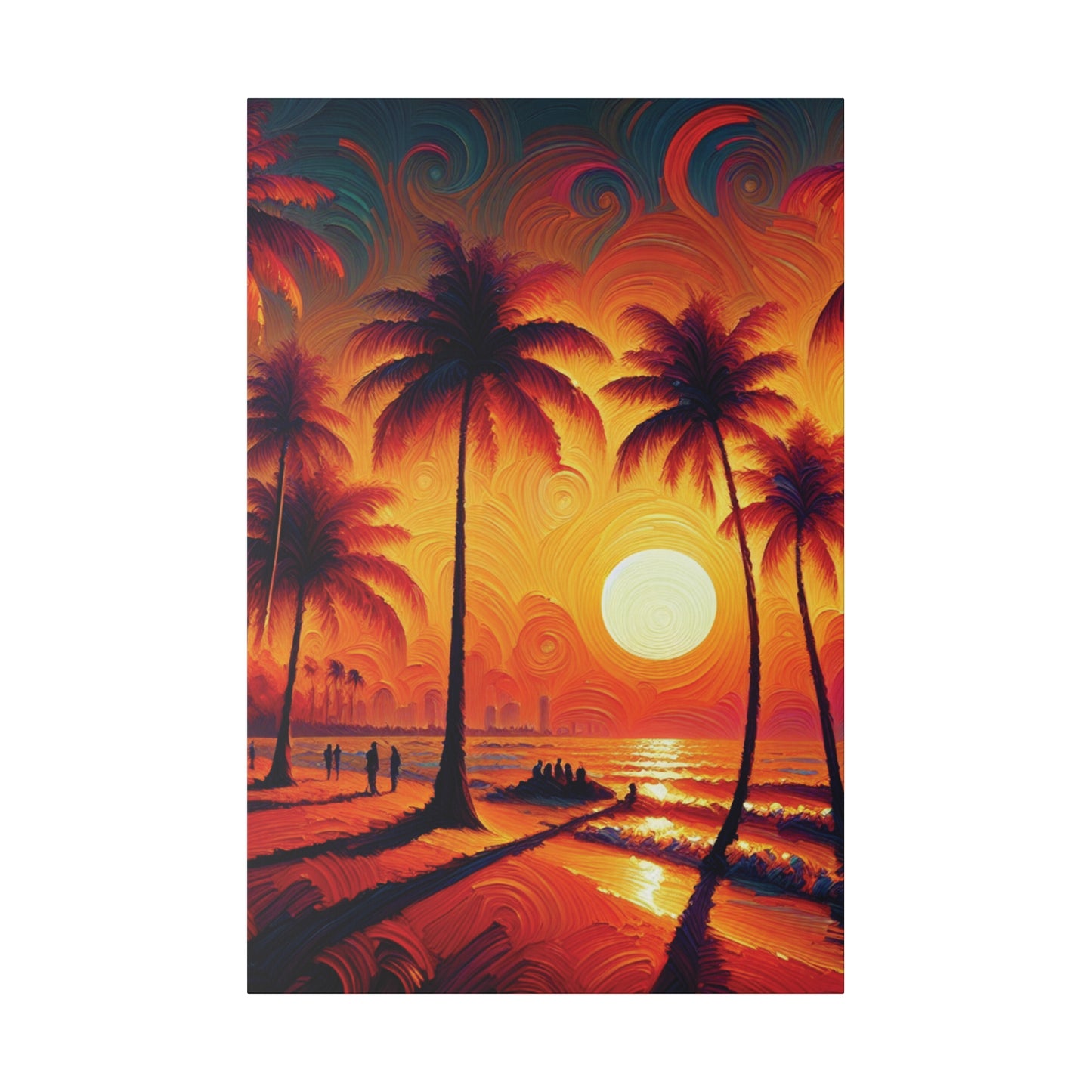 4267J - miami beach art, sunset background, ocean art work, beach art work, sunset designs, miami beach painting, miami beach print