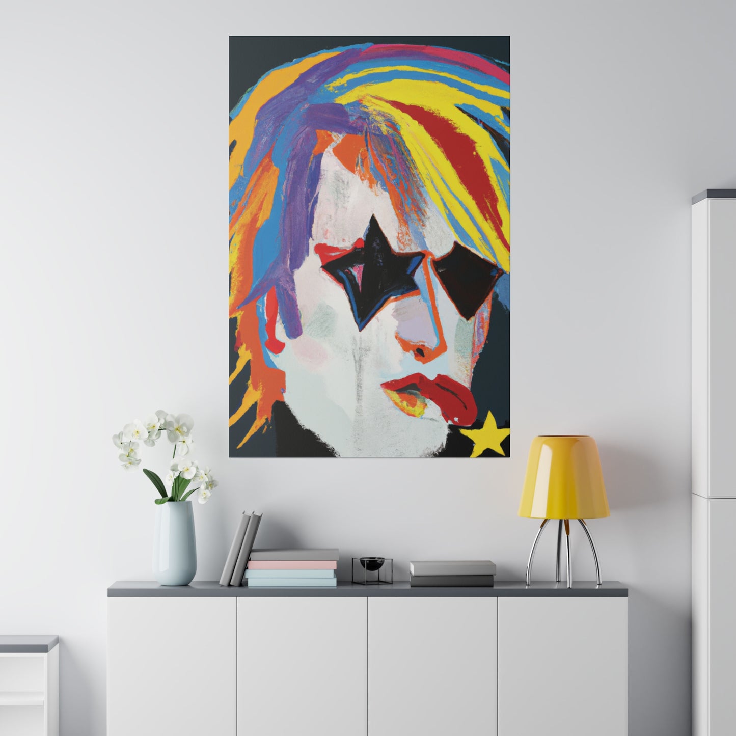 5673A - Rockstar Painting Print | Face | Abstract | Poster | Home Decor | Wall Art | Music Art | Canvas