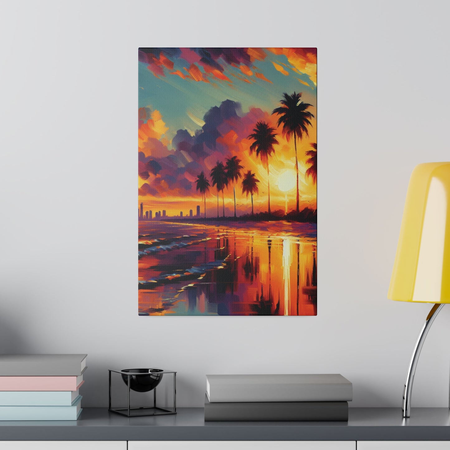 6720B - miami beach art, sunset background, ocean art work, beach art work, sunset designs, miami beach painting, miami beach print