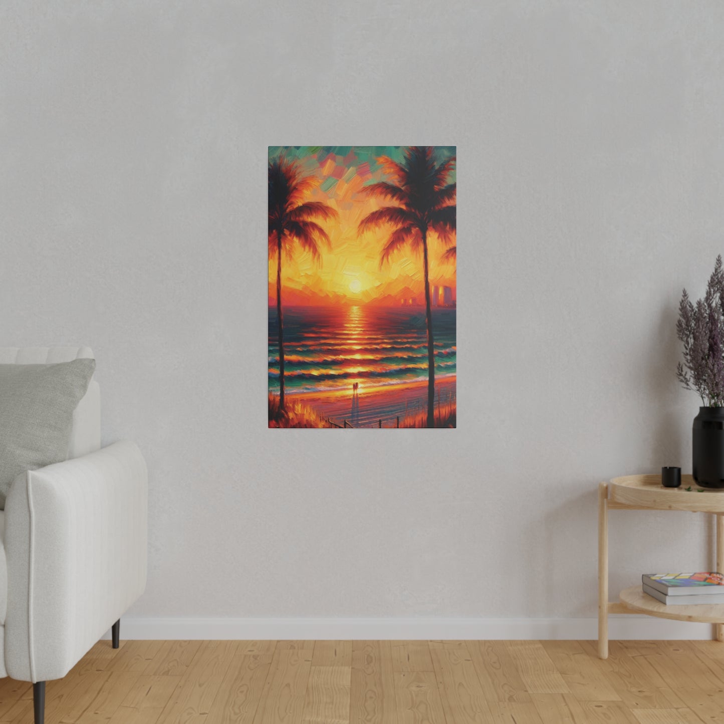 3569G - miami beach art, sunset background, ocean art work, beach art work, sunset designs, miami beach painting, miami beach print