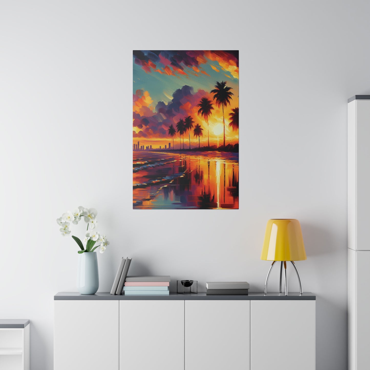 6720B - miami beach art, sunset background, ocean art work, beach art work, sunset designs, miami beach painting, miami beach print