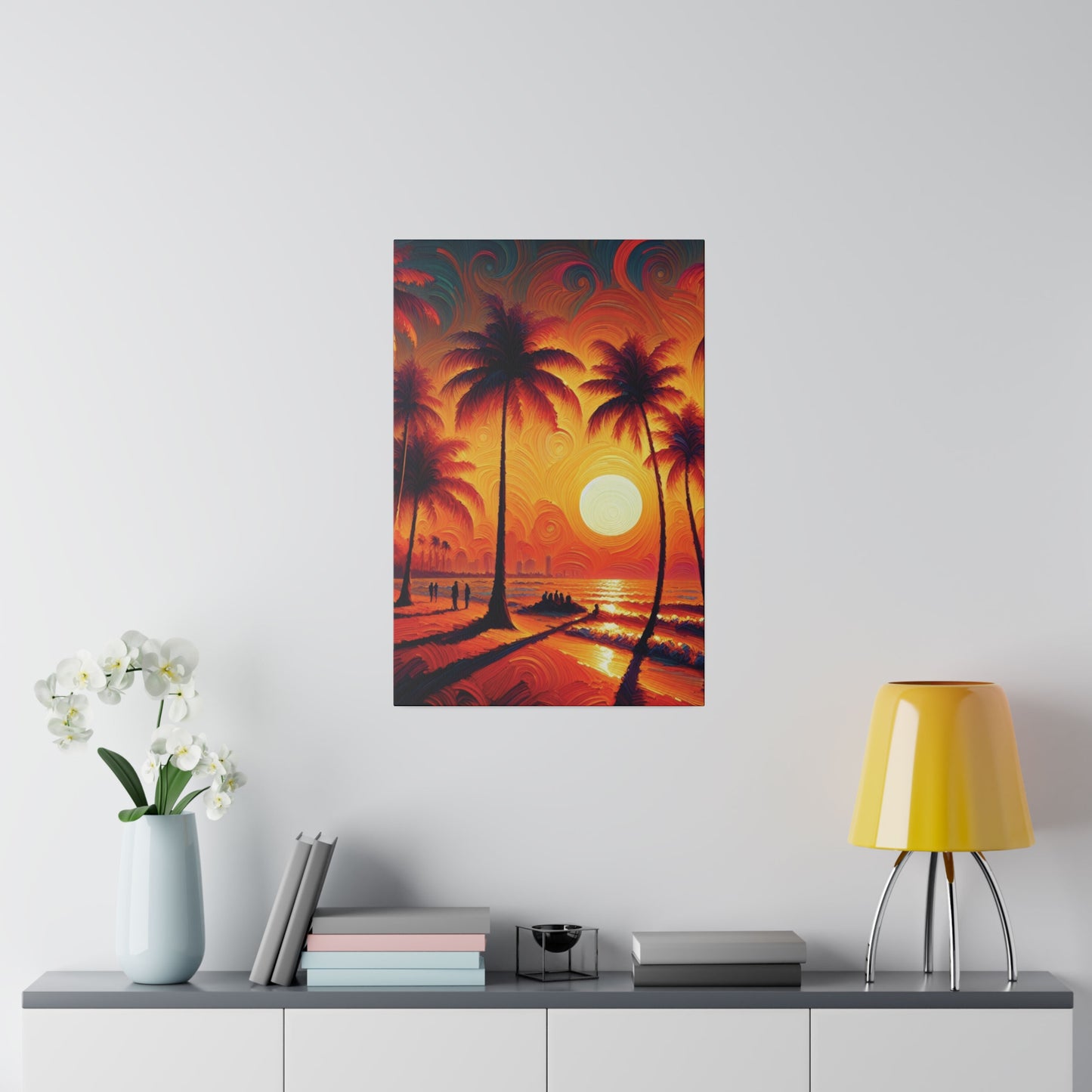 4267J - miami beach art, sunset background, ocean art work, beach art work, sunset designs, miami beach painting, miami beach print