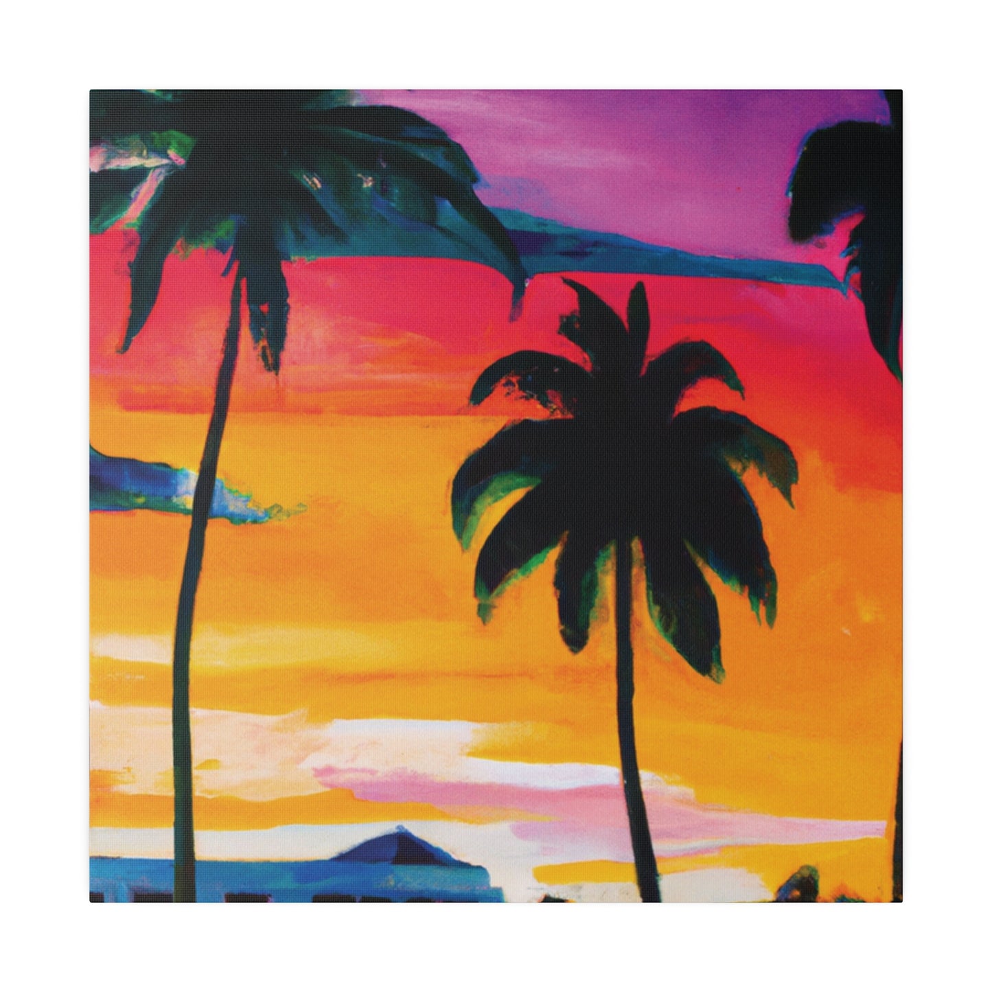 7785F - Miami Beach Sunset Painting Print | Miami | Beach | Sunset | Poster | Home Decor | Wall Art | Canvas