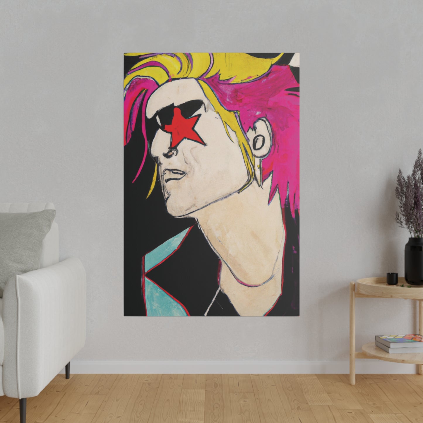 1845V - Rockstar Painting Print | Face | Abstract | Poster | Home Decor | Wall Art | Music Art | Canvas