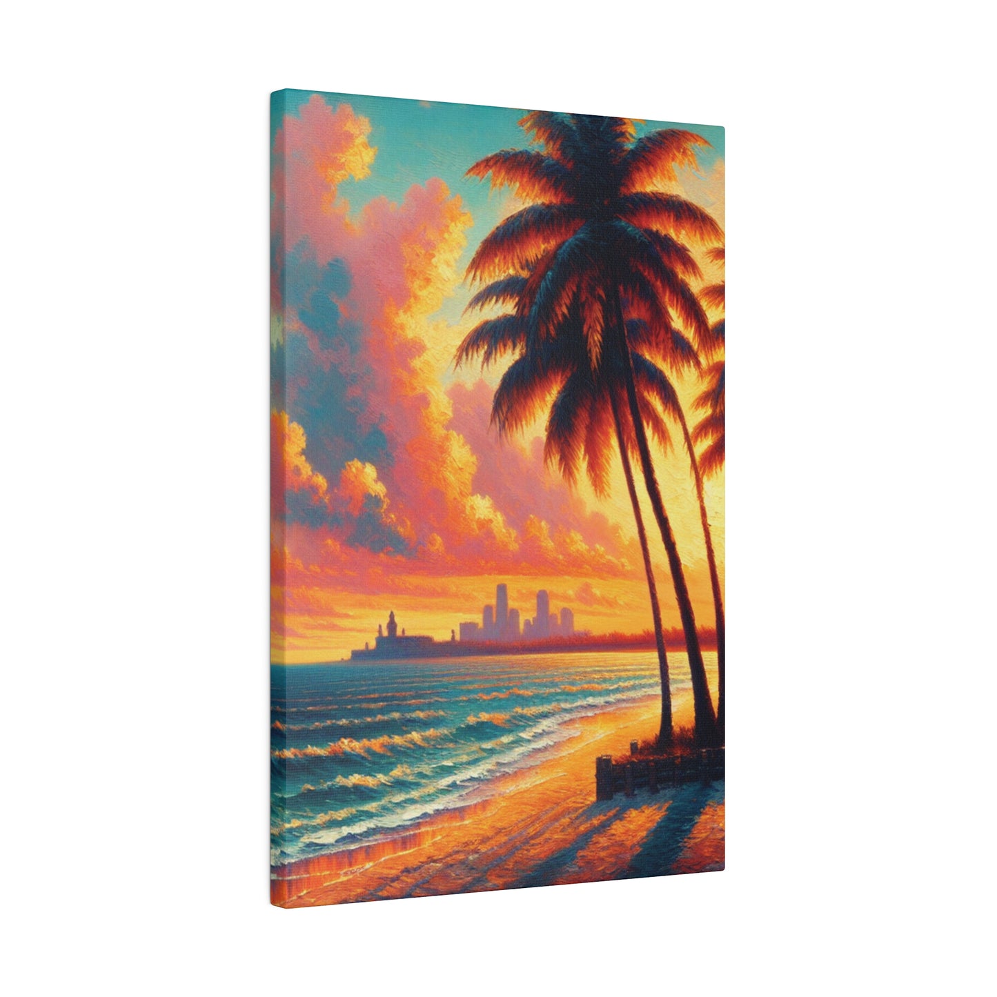 4593M - miami beach art, sunset background, ocean art work, beach art work, sunset designs, miami beach painting, miami beach print