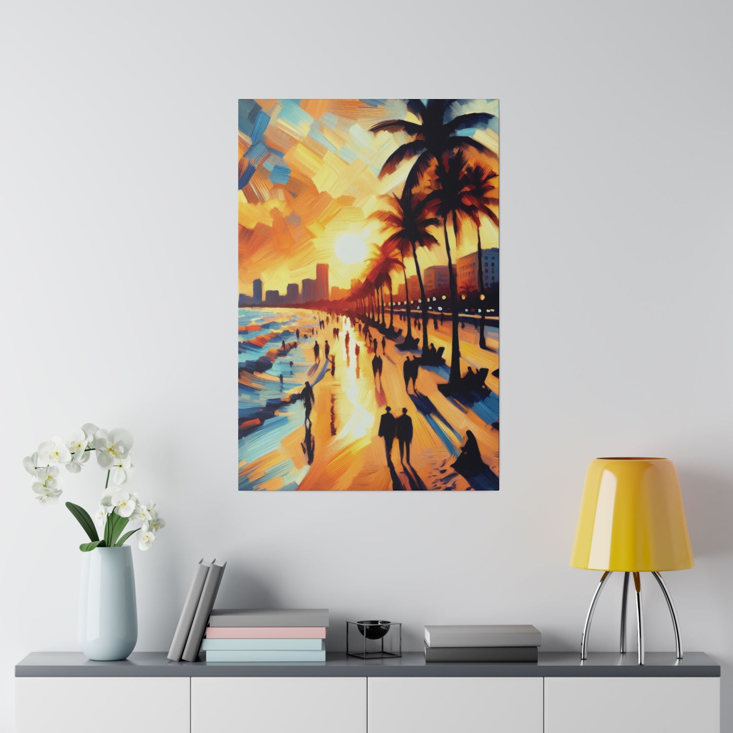 7846G - Miami Beach Sunset Painting Print | Miami | Beach | Sunset | Poster | Home Decor | Wall Art | Canvas