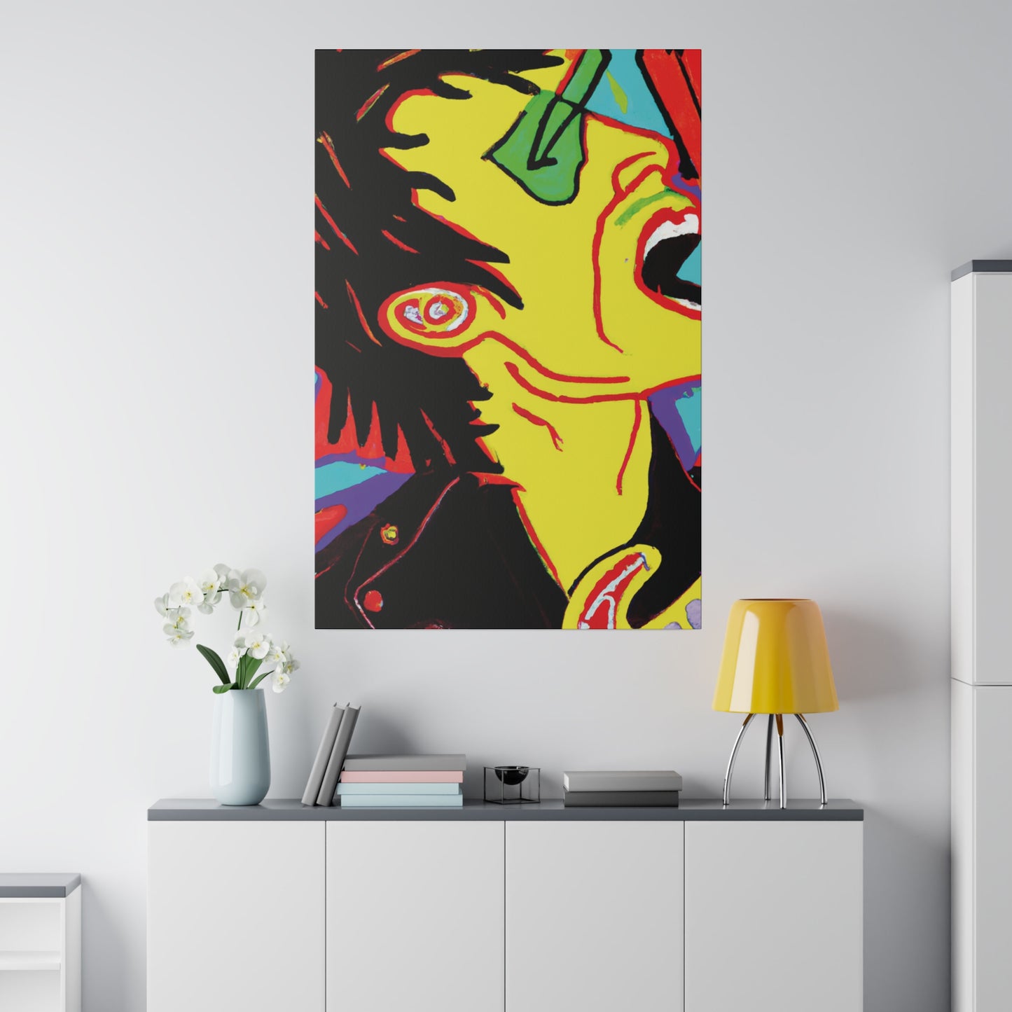 7354H - Rockstar Painting Print | Face | Abstract | Poster | Home Decor | Wall Art | Music Art | Canvas