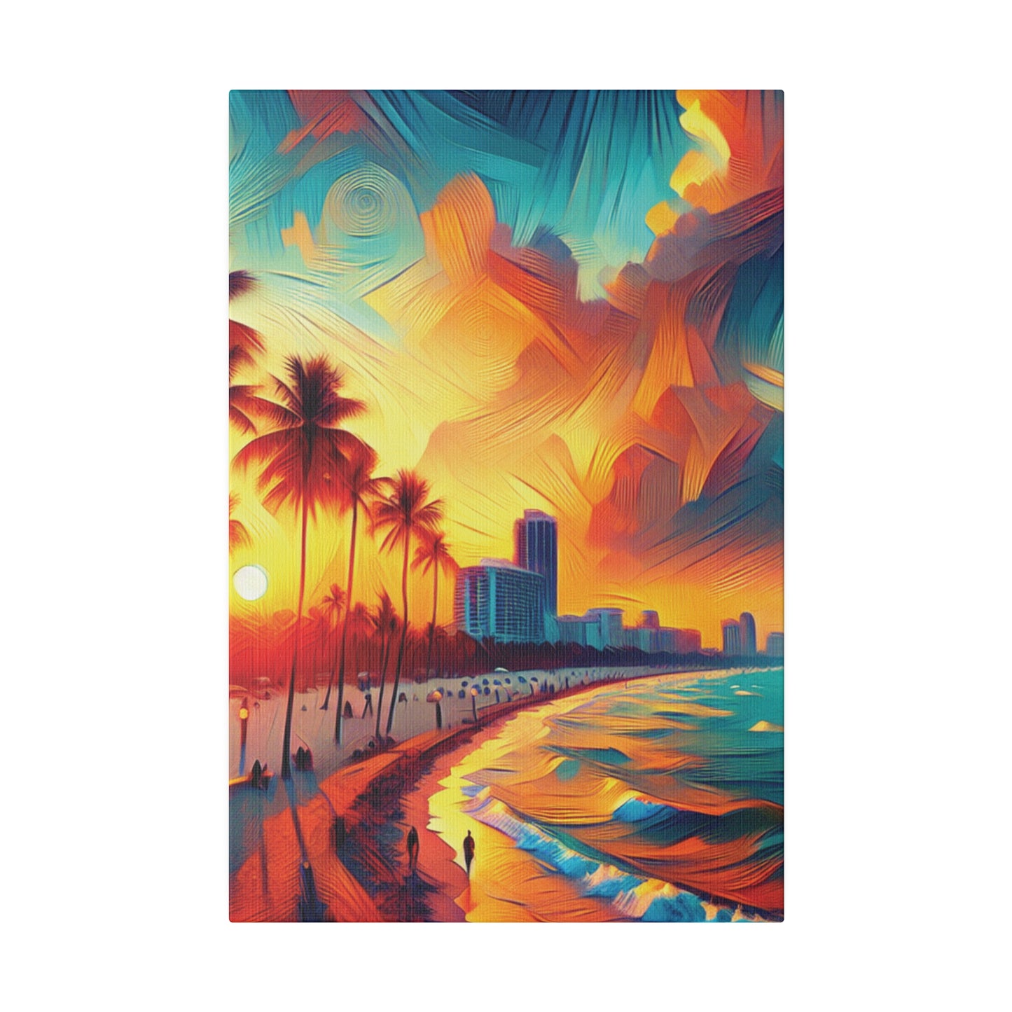 1287B - miami beach art, sunset background, ocean art work, beach art work, sunset designs, miami beach painting, miami beach print