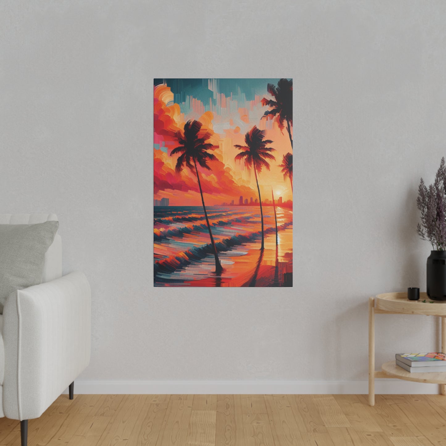 2476Z - miami beach art, sunset background, ocean art work, beach art work, sunset designs, miami beach painting, miami beach print