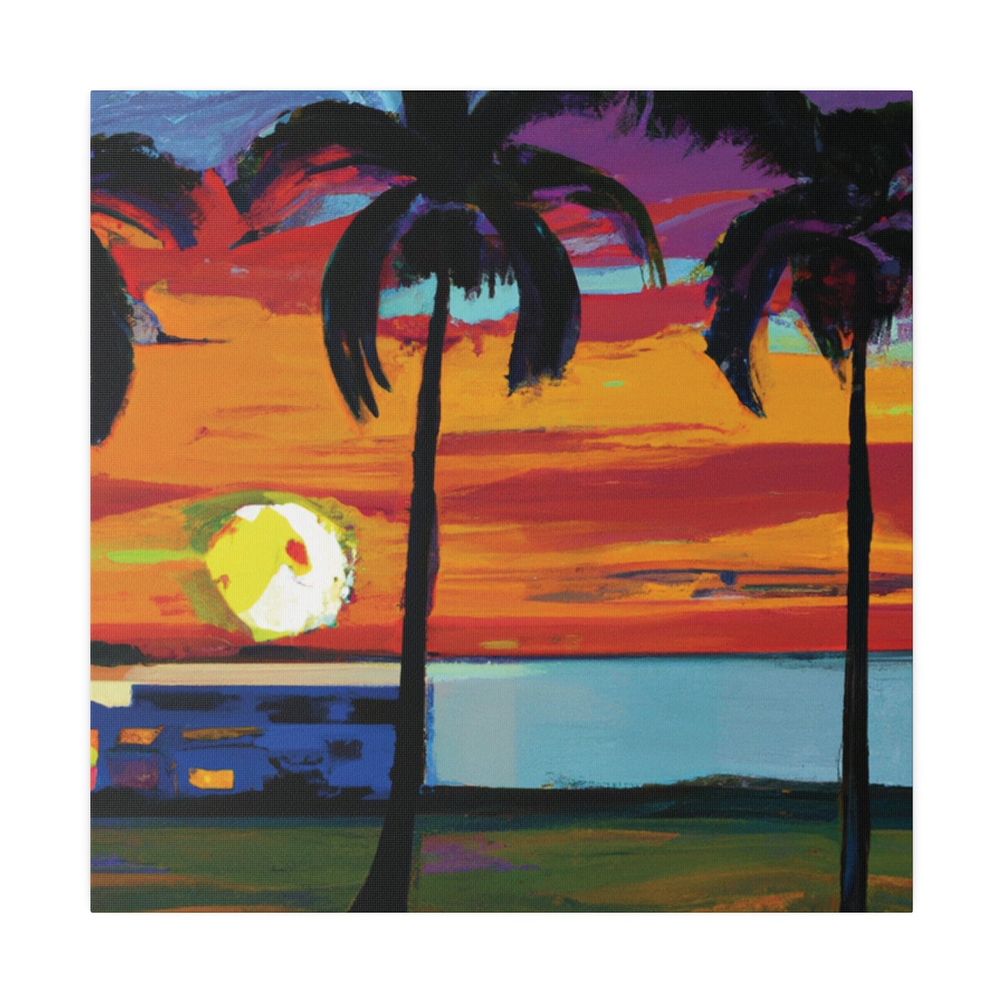 1676M - Miami Beach Sunset Painting Print | Miami | Beach | Sunset | Poster | Home Decor | Wall Art | Canvas