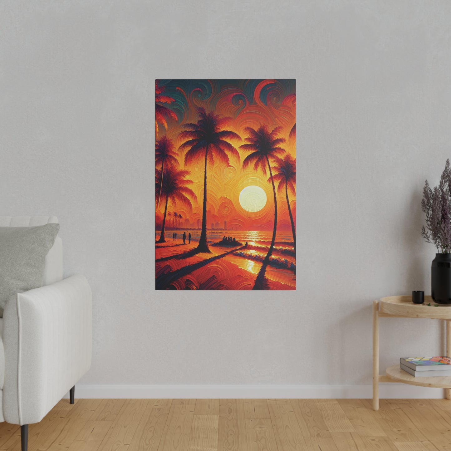 4267J - miami beach art, sunset background, ocean art work, beach art work, sunset designs, miami beach painting, miami beach print