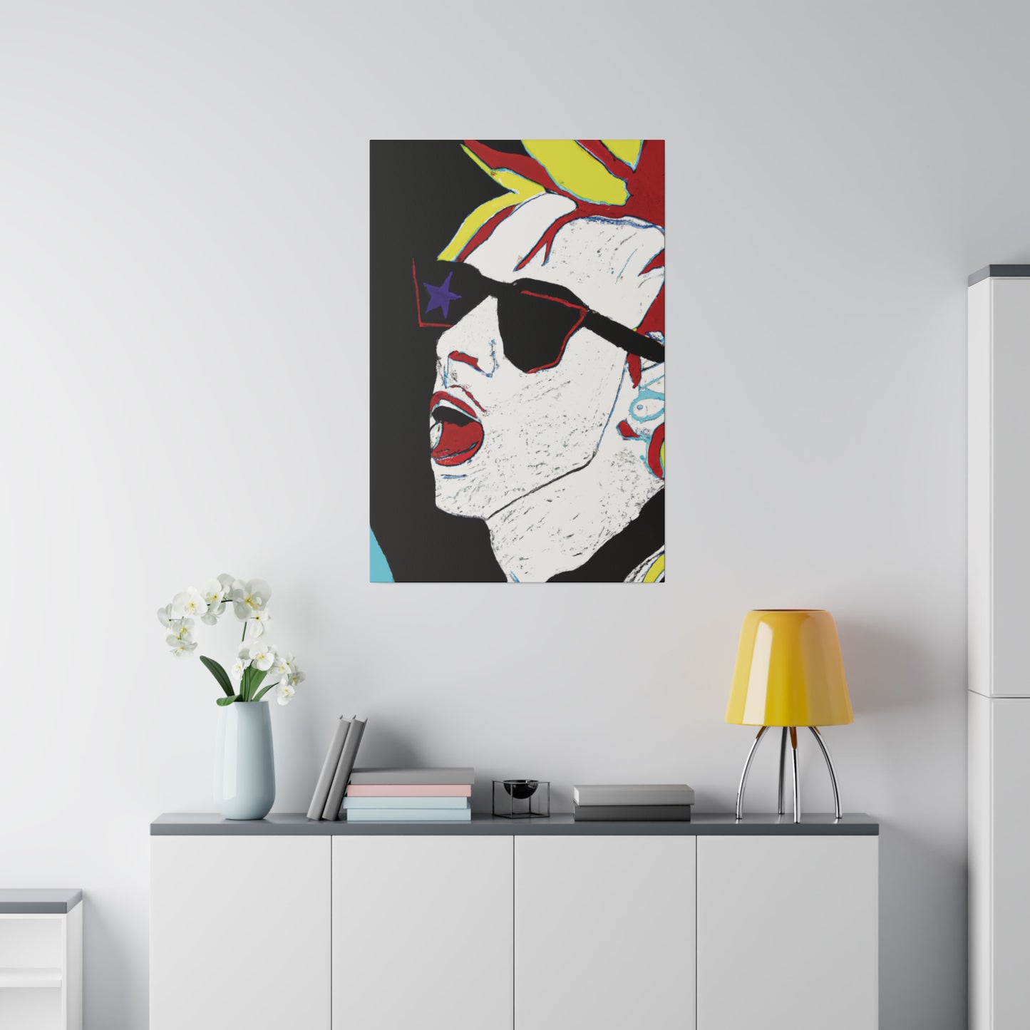 1889X - Rockstar Painting Print | Face | Abstract | Poster | Home Decor | Wall Art | Music Art | Canvas