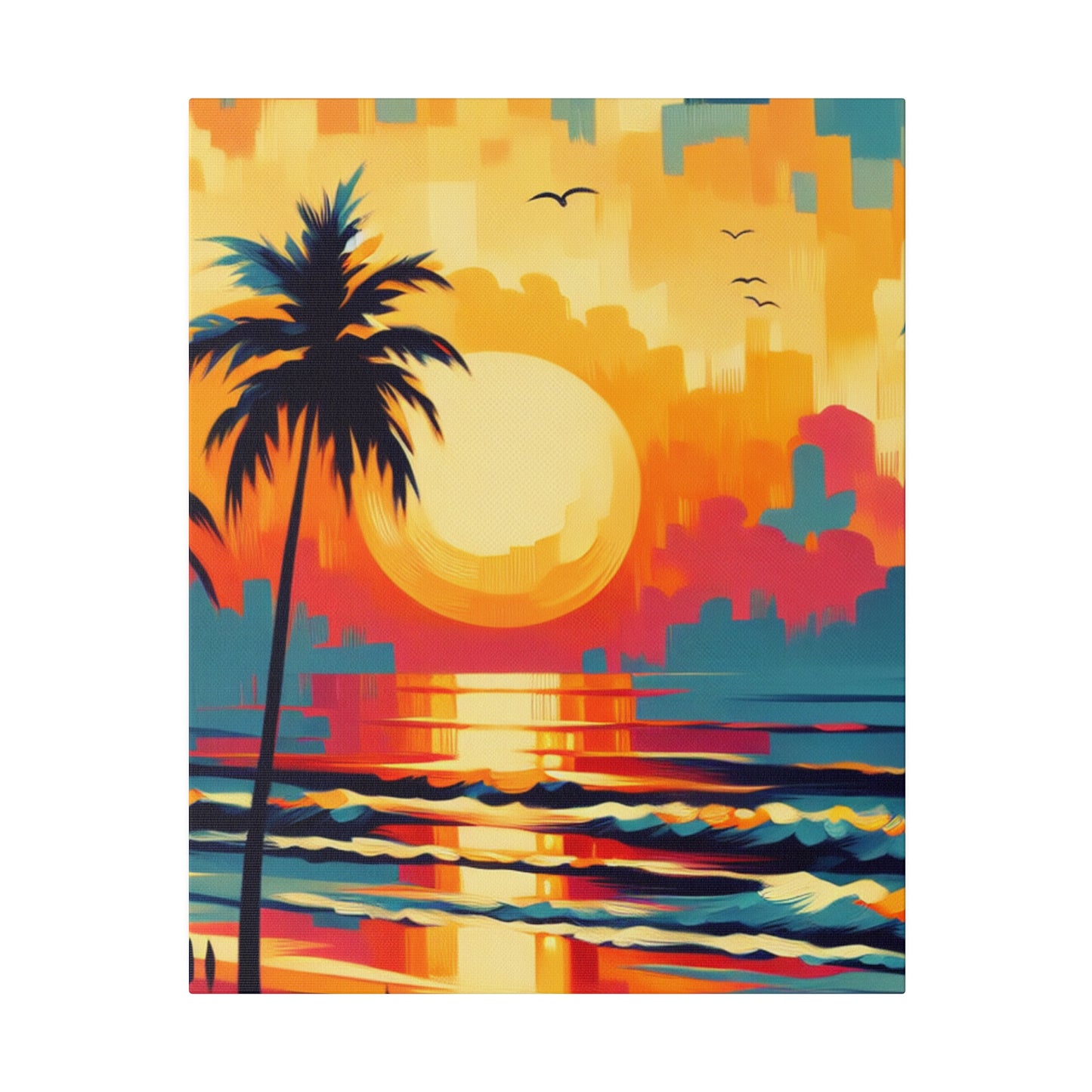 6284F - Miami Beach Sunset Painting Print | Miami | Beach | Sunset | Poster | Home Decor | Wall Art | Canvas