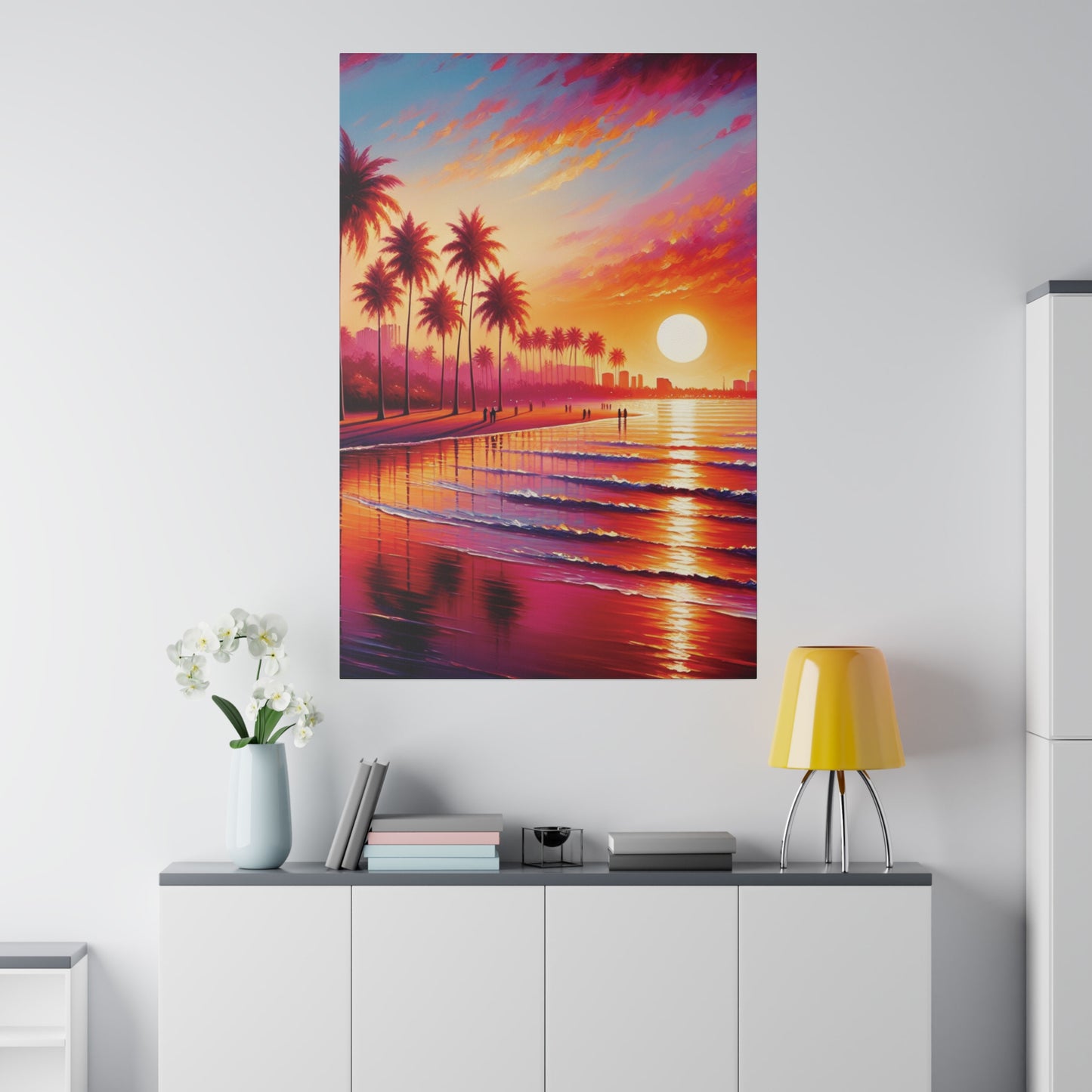 6294B - miami beach art, sunset background, ocean art work, beach art work, sunset designs, miami beach painting, miami beach print