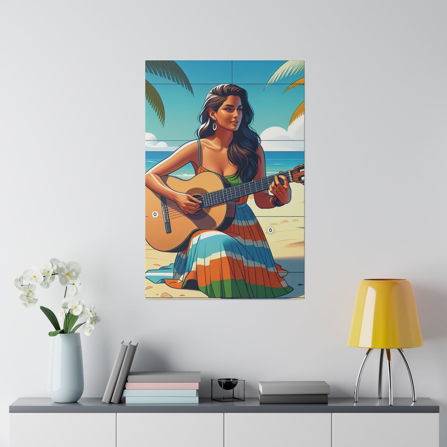 3267J - music art work, musician gift ideas, sunset background, sunset designs, ocean art work, beach art work, guitar art work, guitar player