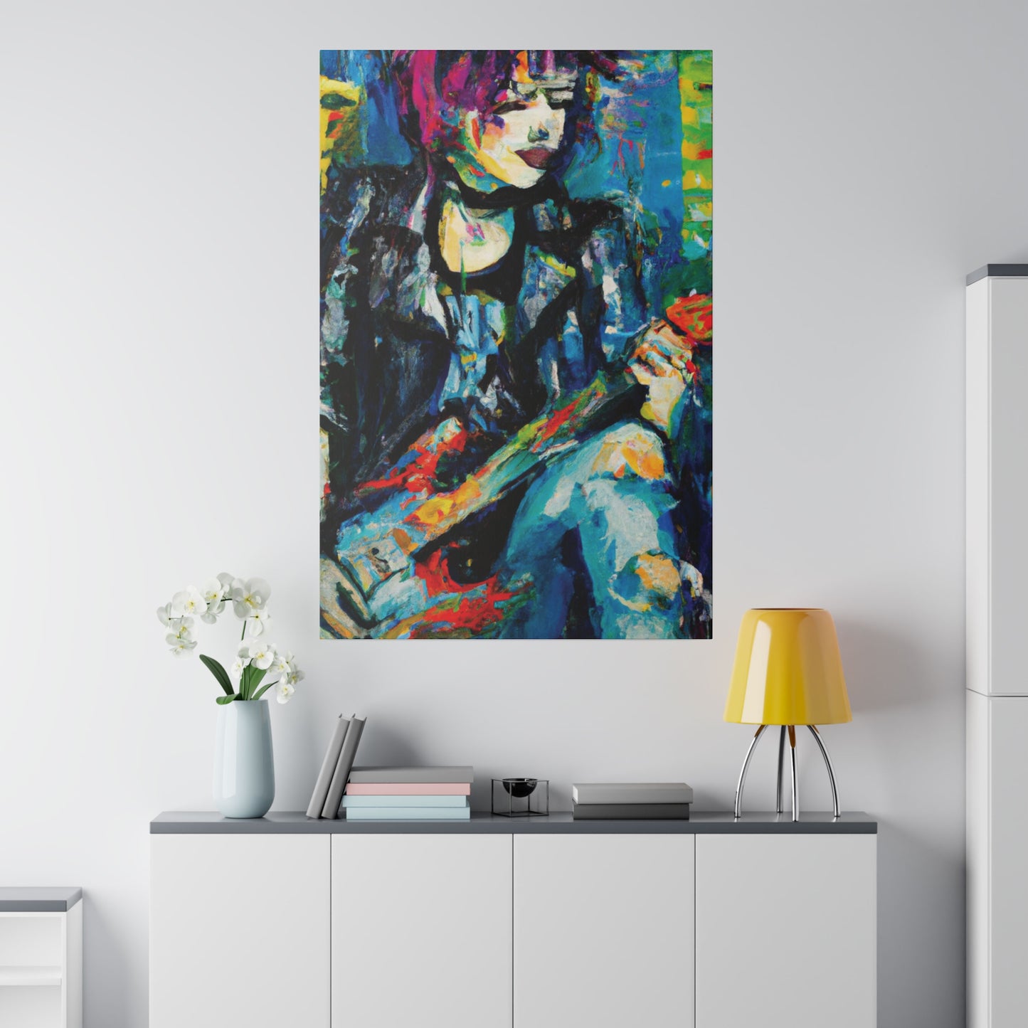 9733T - Rockstar Oil Painting Style Print | Poster | Home Decor | Wall Art | Music Art | Canvas