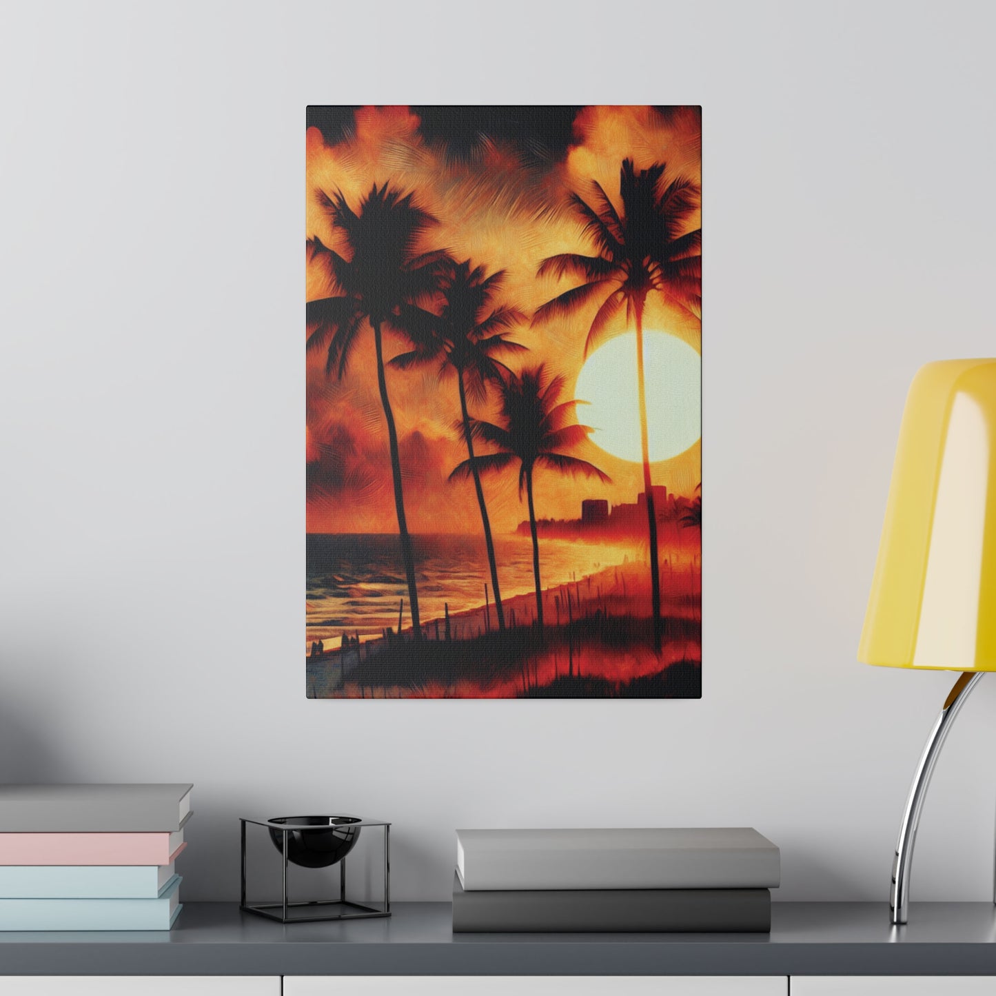 7135K - miami beach art, sunset background, ocean art work, beach art work, sunset designs, miami beach painting, miami beach print