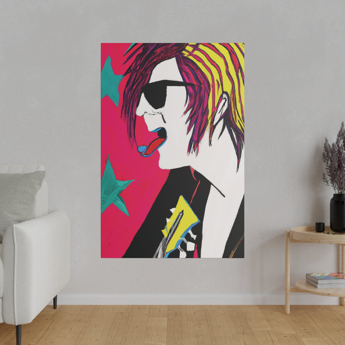 4447P - Rockstar Painting Print | Face | Abstract | Poster | Home Decor | Wall Art | Music Art | Canvas