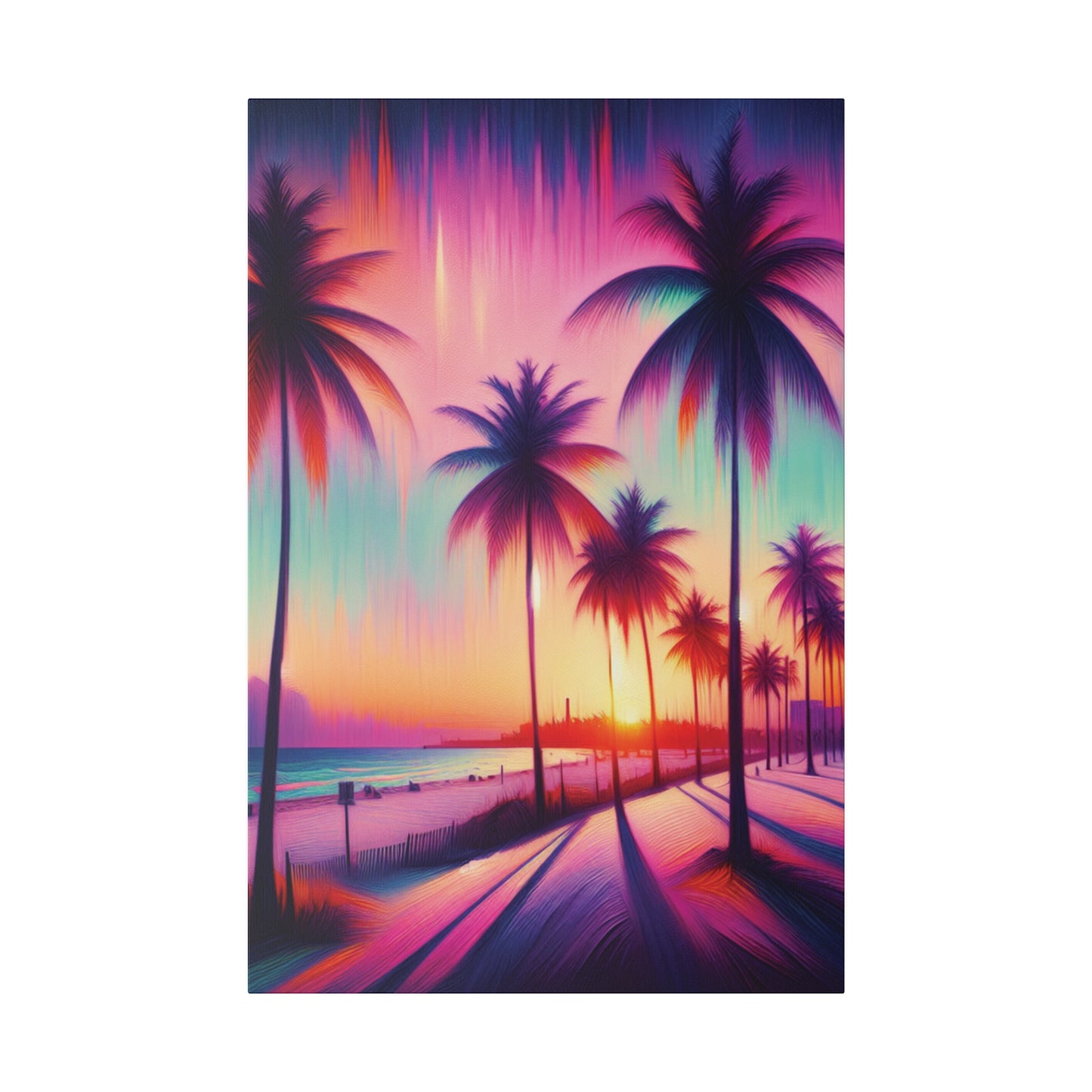 7892Z - miami beach art, sunset background, ocean art work, beach art work, sunset designs, miami beach painting, miami beach print