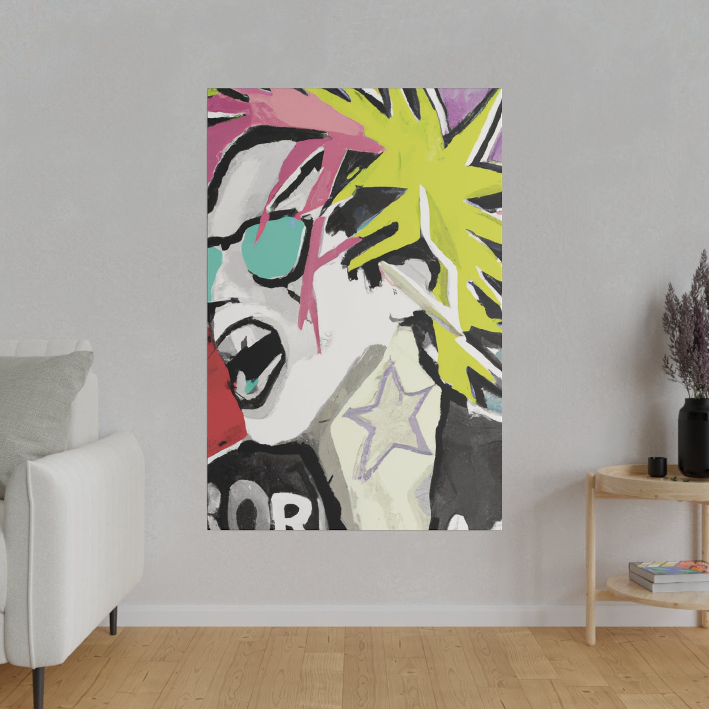 9589K - Rockstar Painting Print | Face | Abstract | Poster | Home Decor | Wall Art | Music Art | Canvas