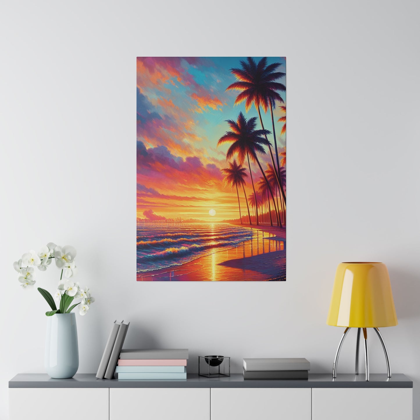 2398K - miami beach art, sunset background, ocean art work, beach art work, sunset designs, miami beach painting, miami beach print