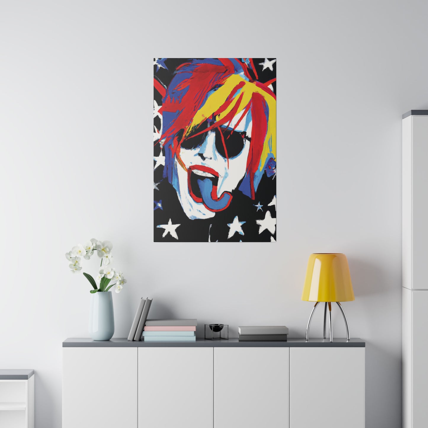 5376Y - Rockstar Painting Print | Face | Abstract | Poster | Home Decor | Wall Art | Music Art | Canvas