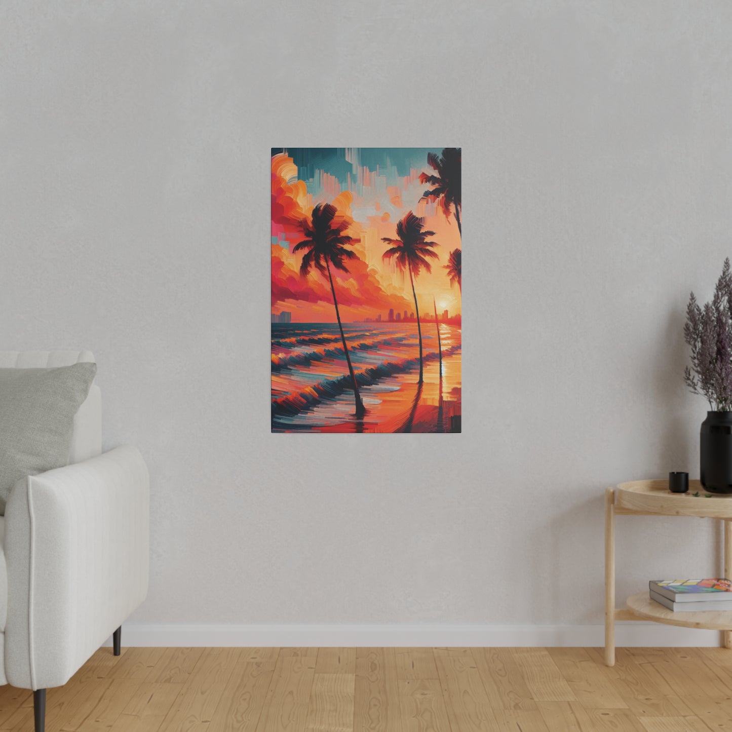 2476Z - miami beach art, sunset background, ocean art work, beach art work, sunset designs, miami beach painting, miami beach print