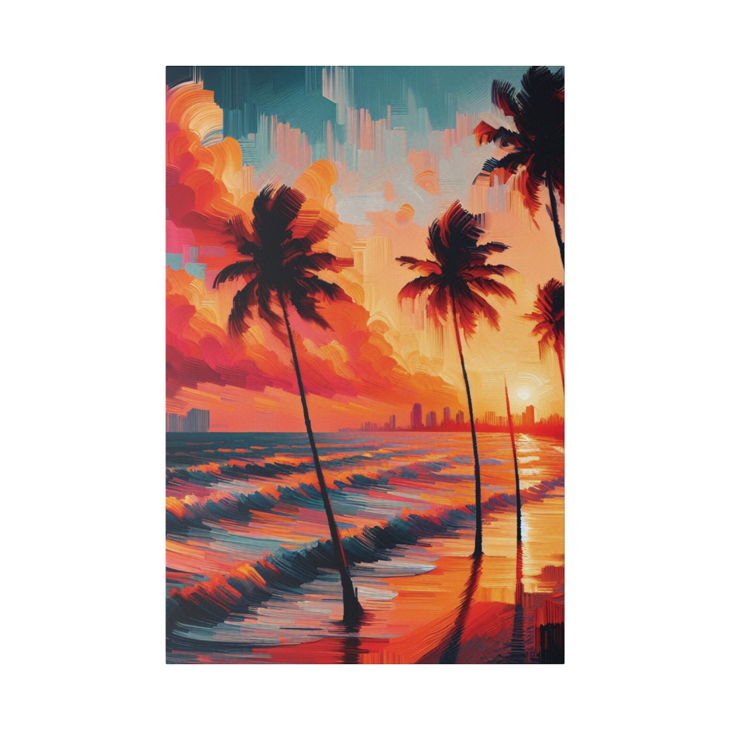 2476Z - miami beach art, sunset background, ocean art work, beach art work, sunset designs, miami beach painting, miami beach print