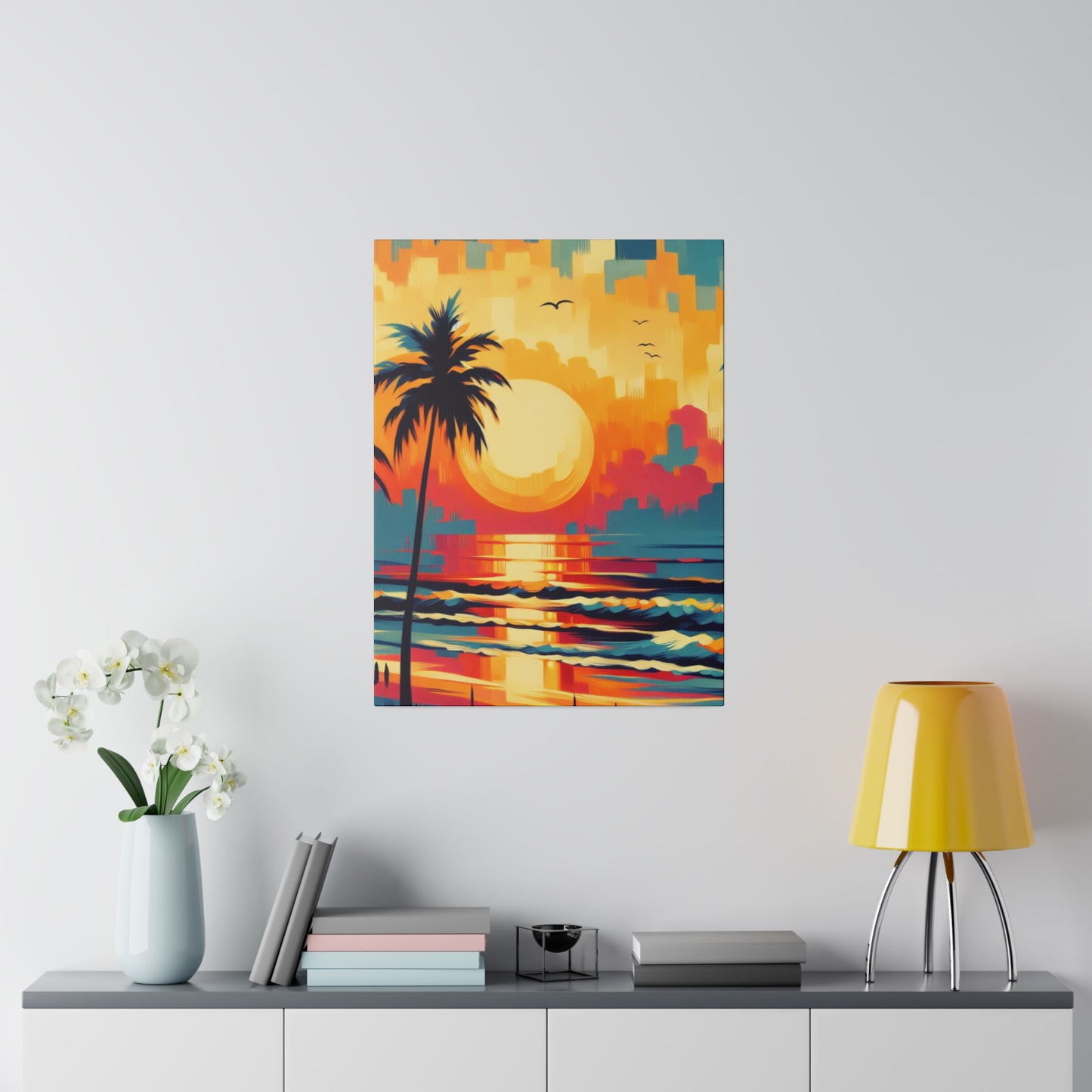 6284F - Miami Beach Sunset Painting Print | Miami | Beach | Sunset | Poster | Home Decor | Wall Art | Canvas