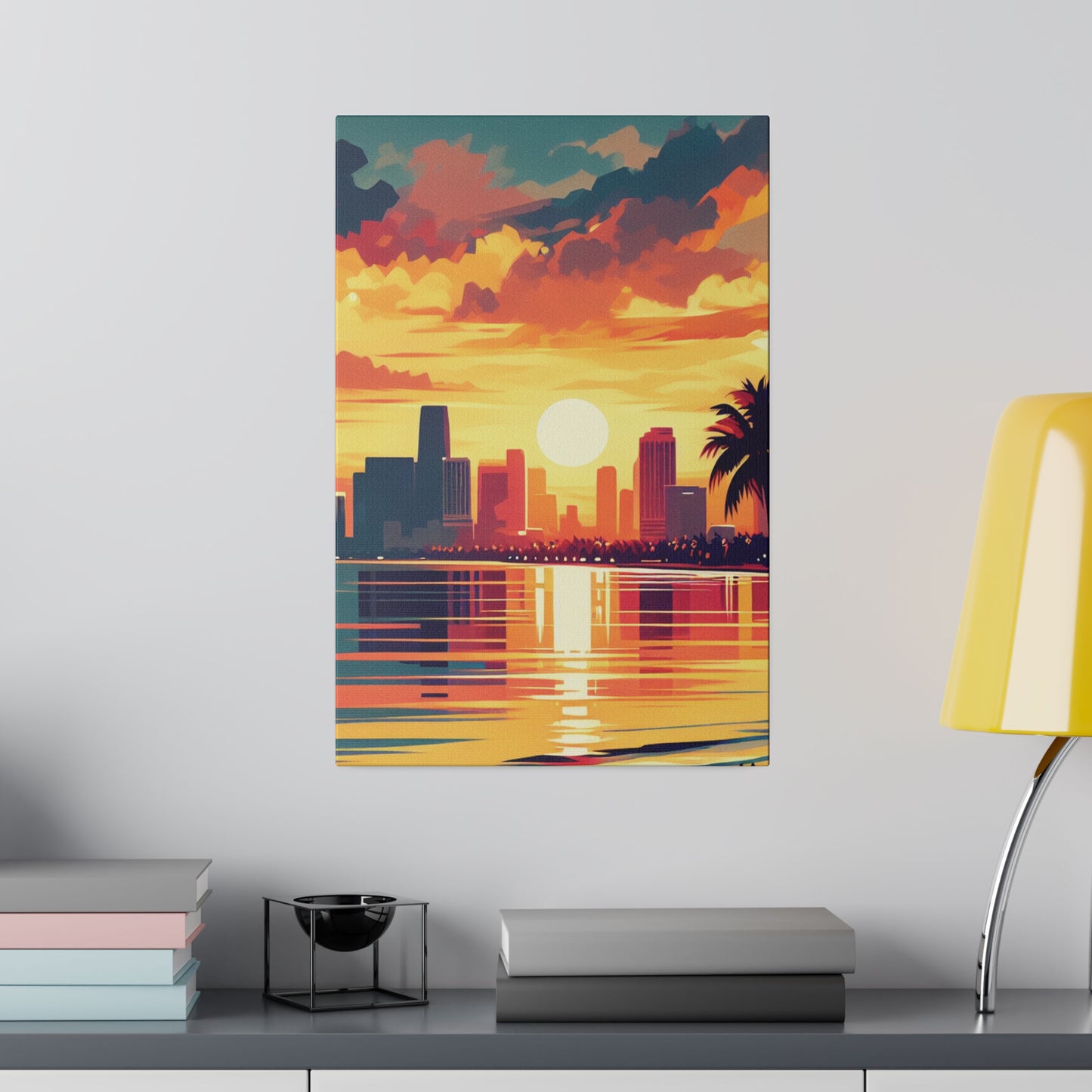 6732M - miami beach art, sunset background, ocean art work, beach art work, sunset designs, miami beach painting, miami beach print