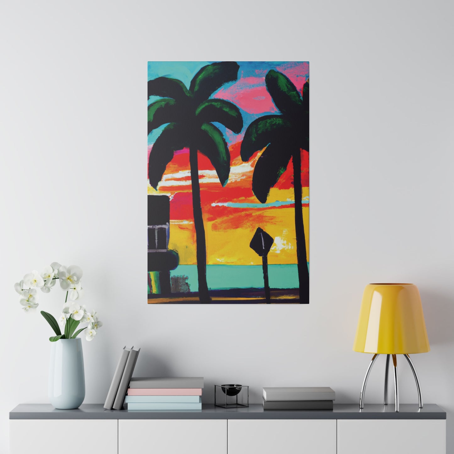 9346Y - Miami Beach Sunset Painting Print | Miami | Beach | Sunset | Poster | Home Decor | Wall Art | Canvas