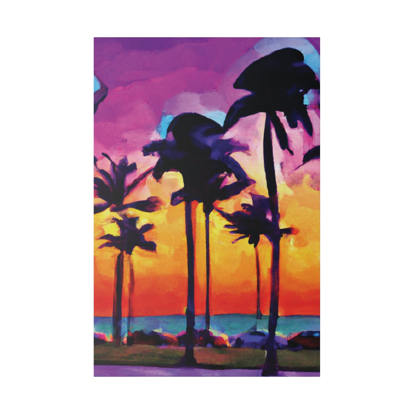 9824V - Miami Beach Sunset Painting Print | Miami | Beach | Sunset | Poster | Home Decor | Wall Art | Canvas