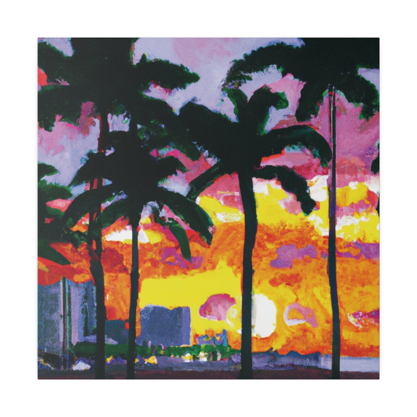 6342T - Miami Beach Sunset Painting Print | Miami | Beach | Sunset | Poster | Home Decor | Wall Art | Canvas