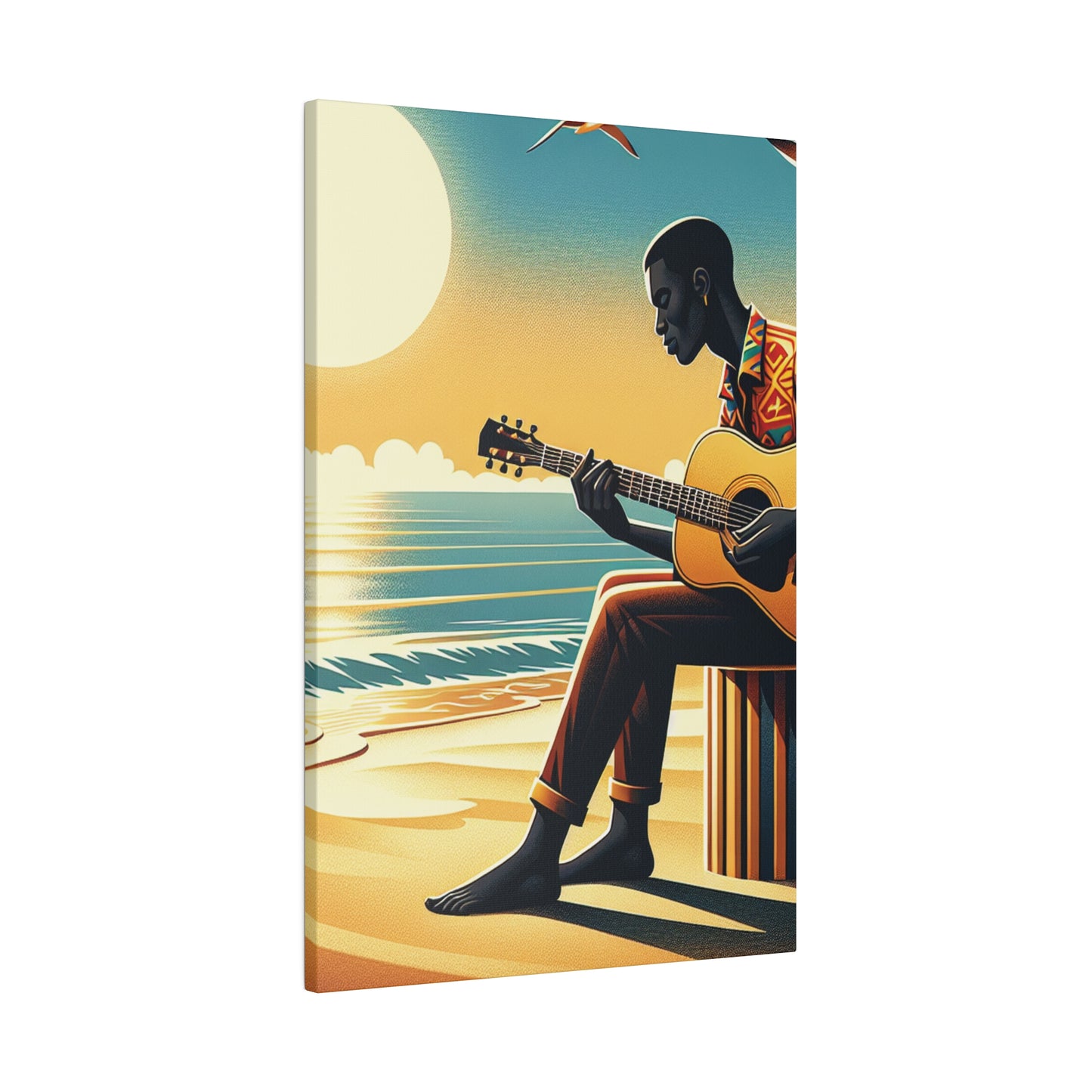 3127J - music art work, musician gift ideas, sunset background, sunset designs, ocean art work, beach art work, guitar art work, guitar player