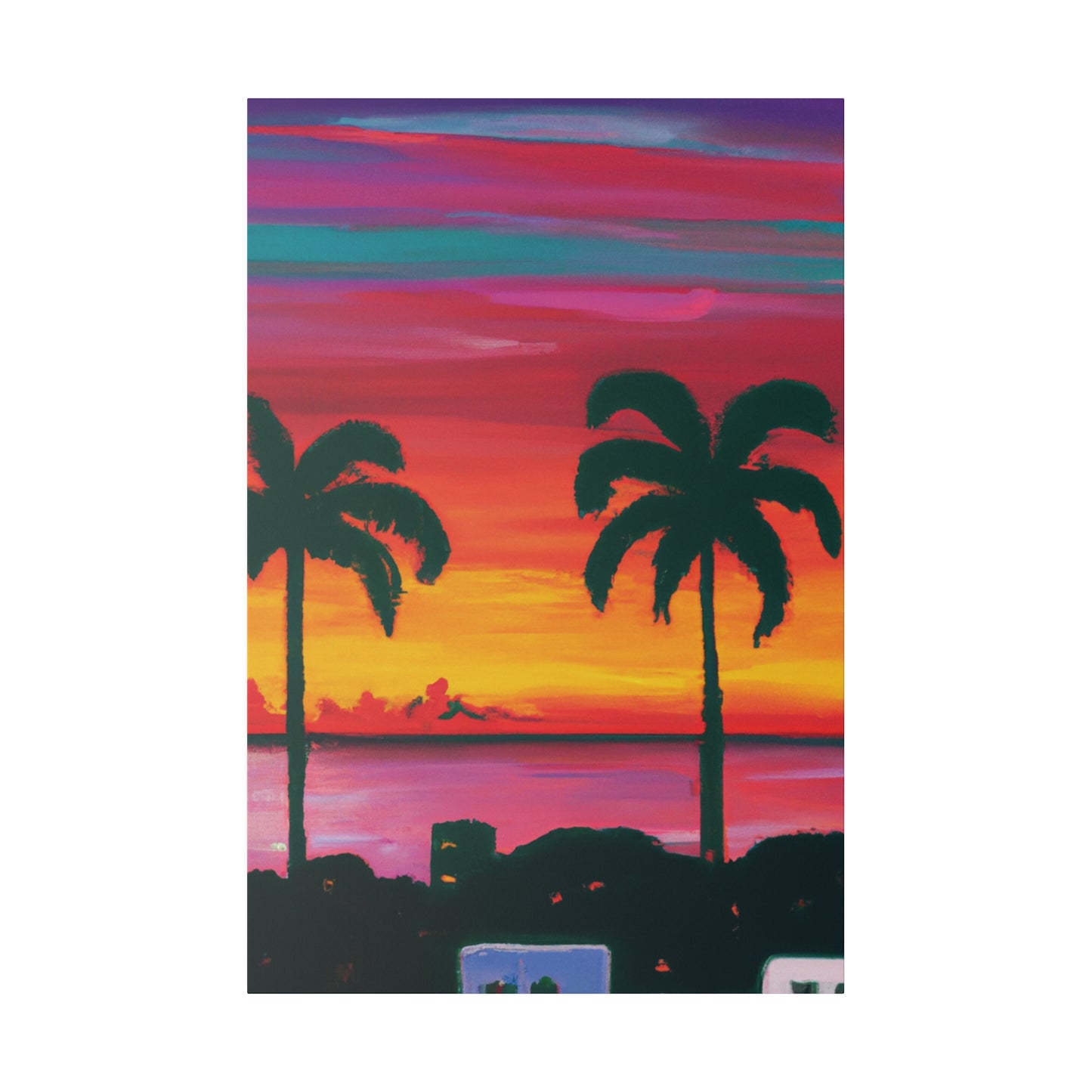 3275A - Miami Beach Sunset Painting Print | Miami | Beach | Sunset | Poster | Home Decor | Wall Art | Canvas