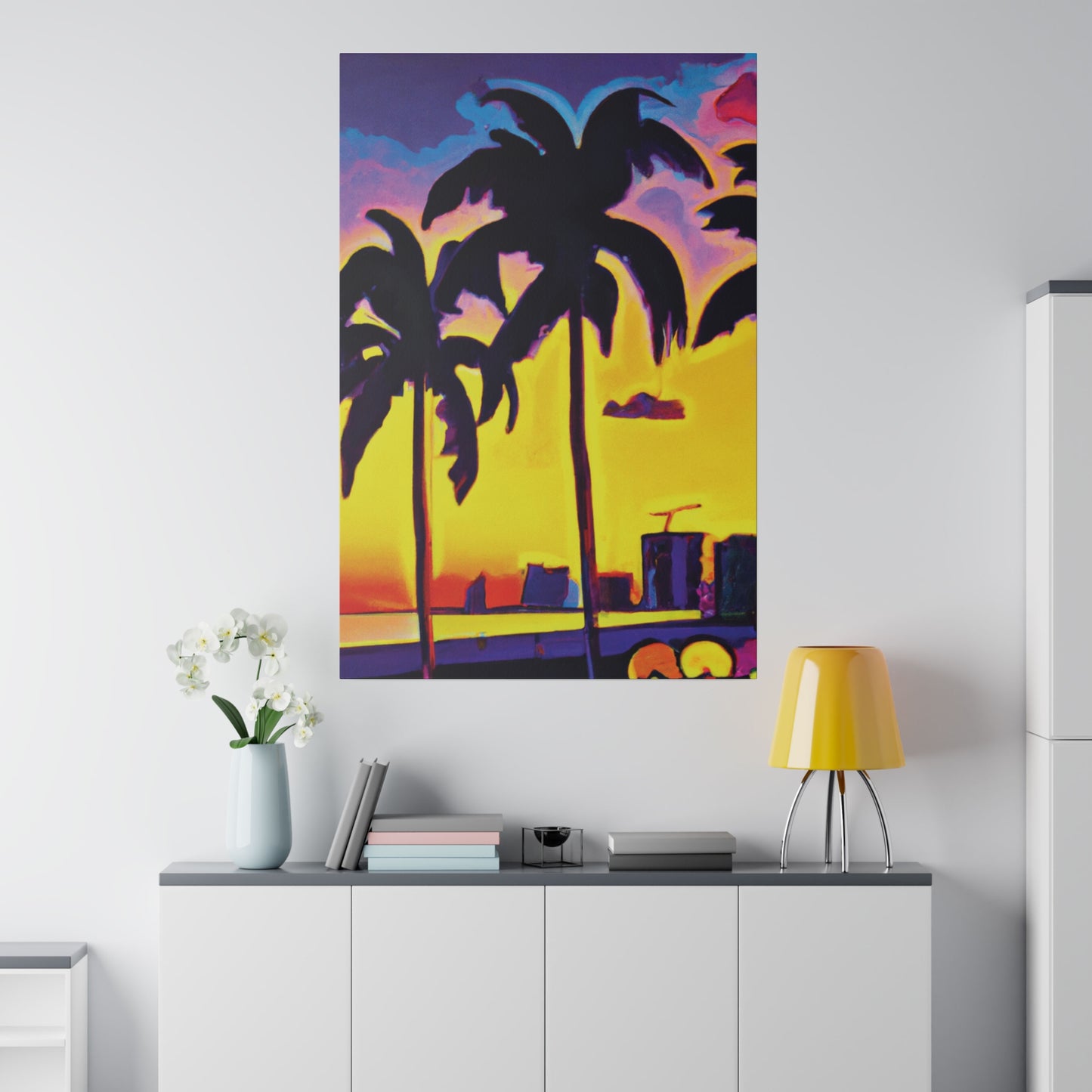 5674W - Miami Beach Sunset Painting Print | Miami | Beach | Sunset | Poster | Home Decor | Wall Art | Canvas