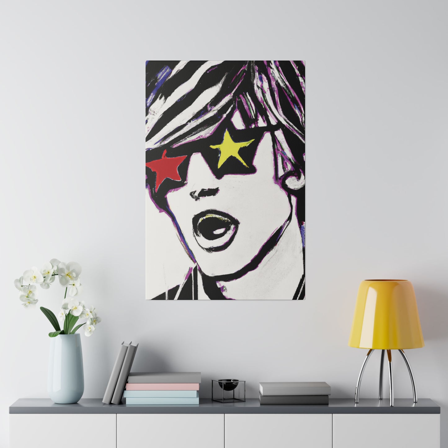 4532A - Rockstar Painting Print | Face | Abstract | Poster | Home Decor | Wall Art | Music Art | Canvas