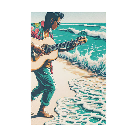 3826J - music art work, musician gift ideas, sunset background, sunset designs, ocean art work, beach art work, guitar art work, guitar player