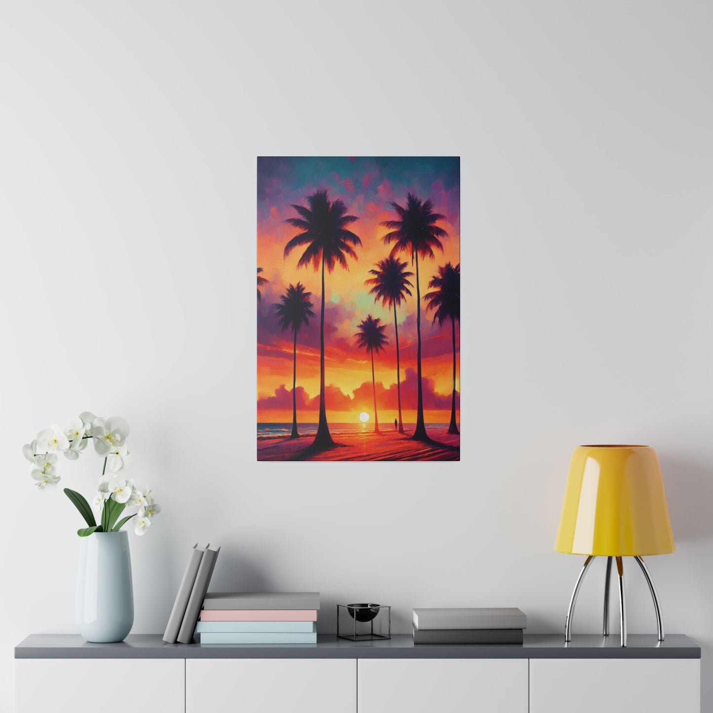 3674J - miami beach art, sunset background, ocean art work, beach art work, sunset designs, miami beach painting, miami beach print