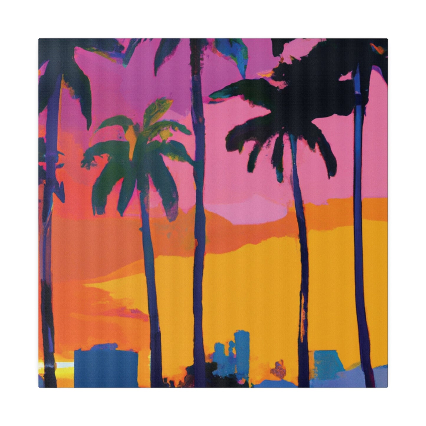 3546F - Miami Beach Sunset Painting Print | Miami | Beach | Sunset | Poster | Home Decor | Wall Art | Canvas