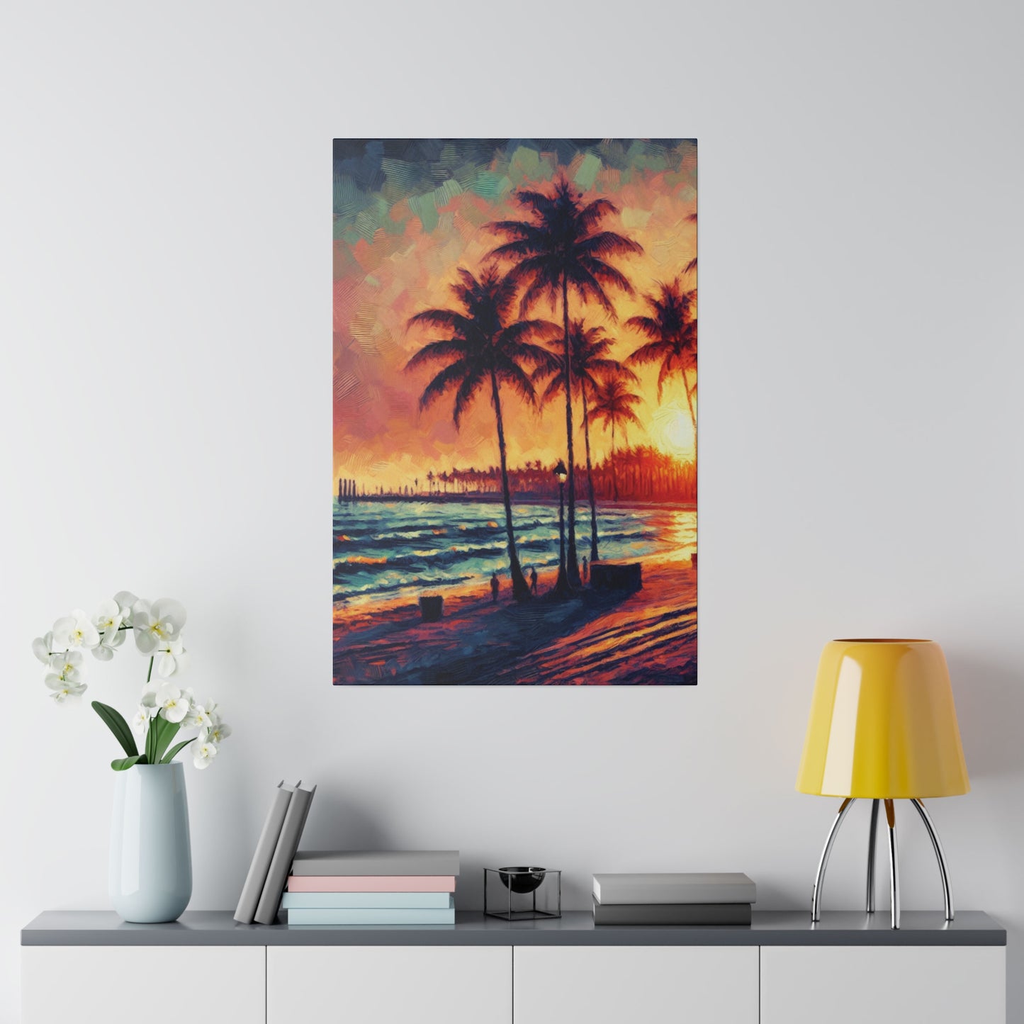 6327K - miami beach art, sunset background, ocean art work, beach art work, sunset designs, miami beach painting, miami beach print