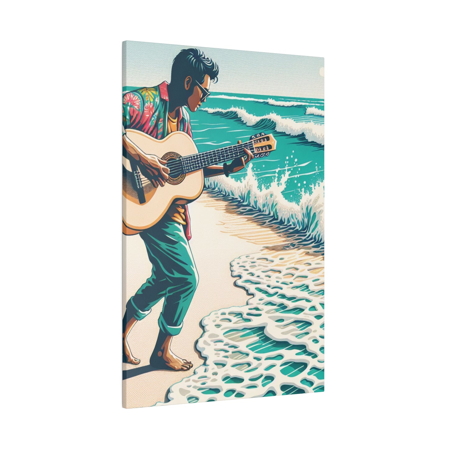 3826J - music art work, musician gift ideas, sunset background, sunset designs, ocean art work, beach art work, guitar art work, guitar player